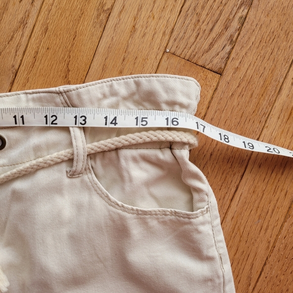 Kensie Cream Paperbag Wide Leg Crop Jeans - Picture 13 of 16